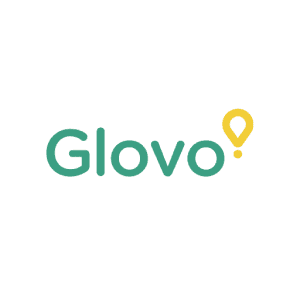 Logotipo de la empresa Glovo dedicada al reparto de comida a domicilio